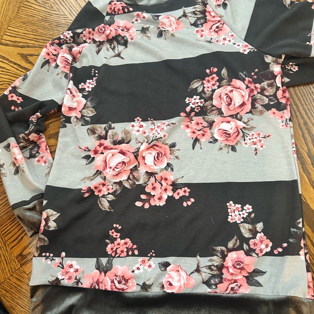 Floral Striped Long Sleeve Top